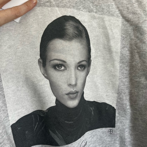 Anine Bing NWT Terry O’Neill Kate Moss Graphic Pullover Sweatshirt Gray Medium - Picture 8 of 11